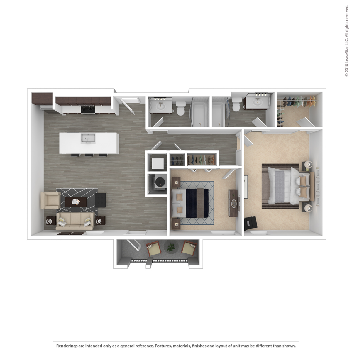 Prospect 2-bd floor plan